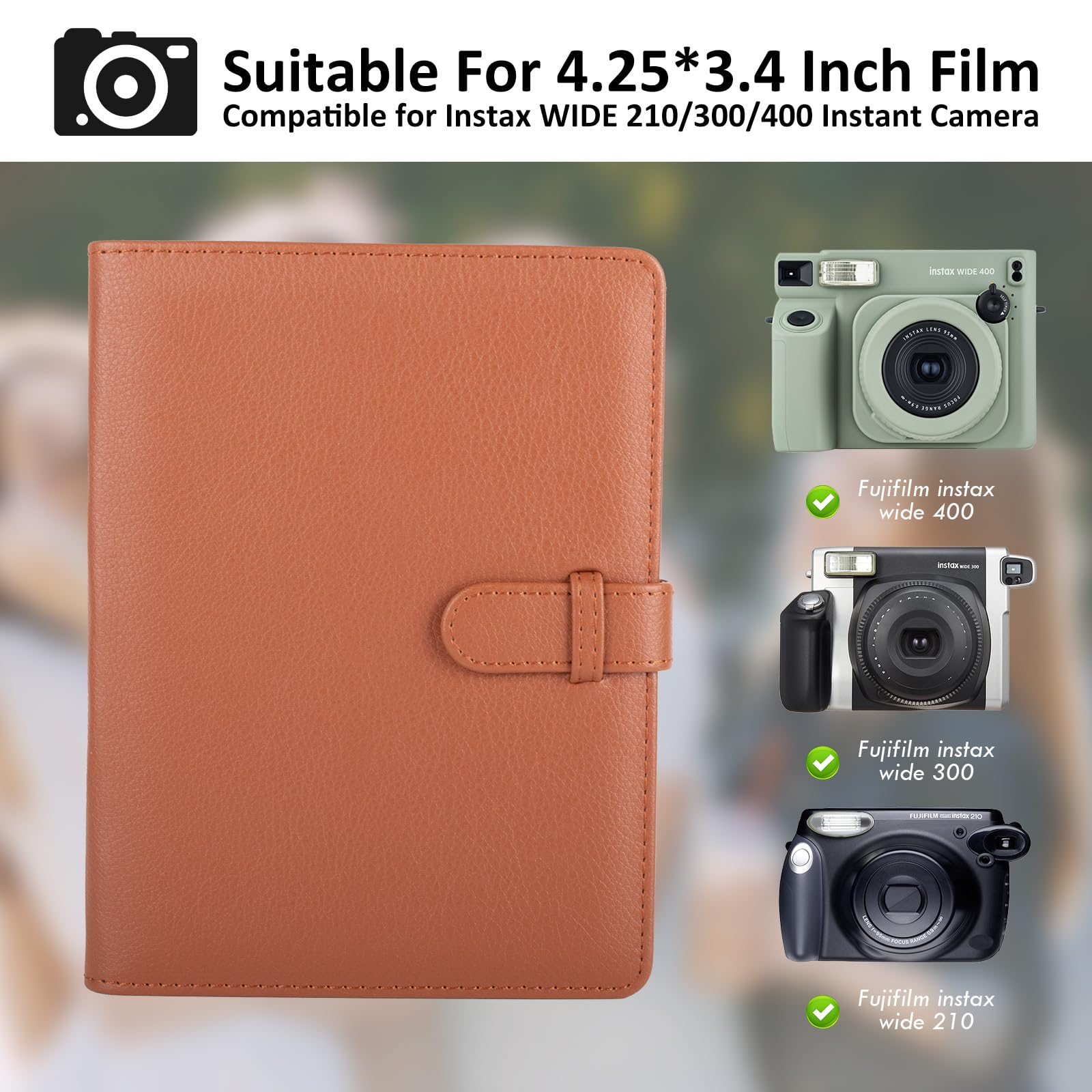 MUZIRI KINOKOO 80 Pockets Photo Album for Instax Wide EVO/Wide 400