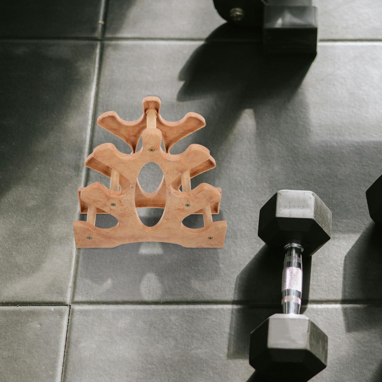 GANAZONO Kleiner Hantelständer Aus Holz Für Zuhause Robustes 3-Schicht Hantelregal Zur Aufbewahrung Von Kurzhanteln Platzsparend Und Einfach Montierbar Für Heimfitnessstudio