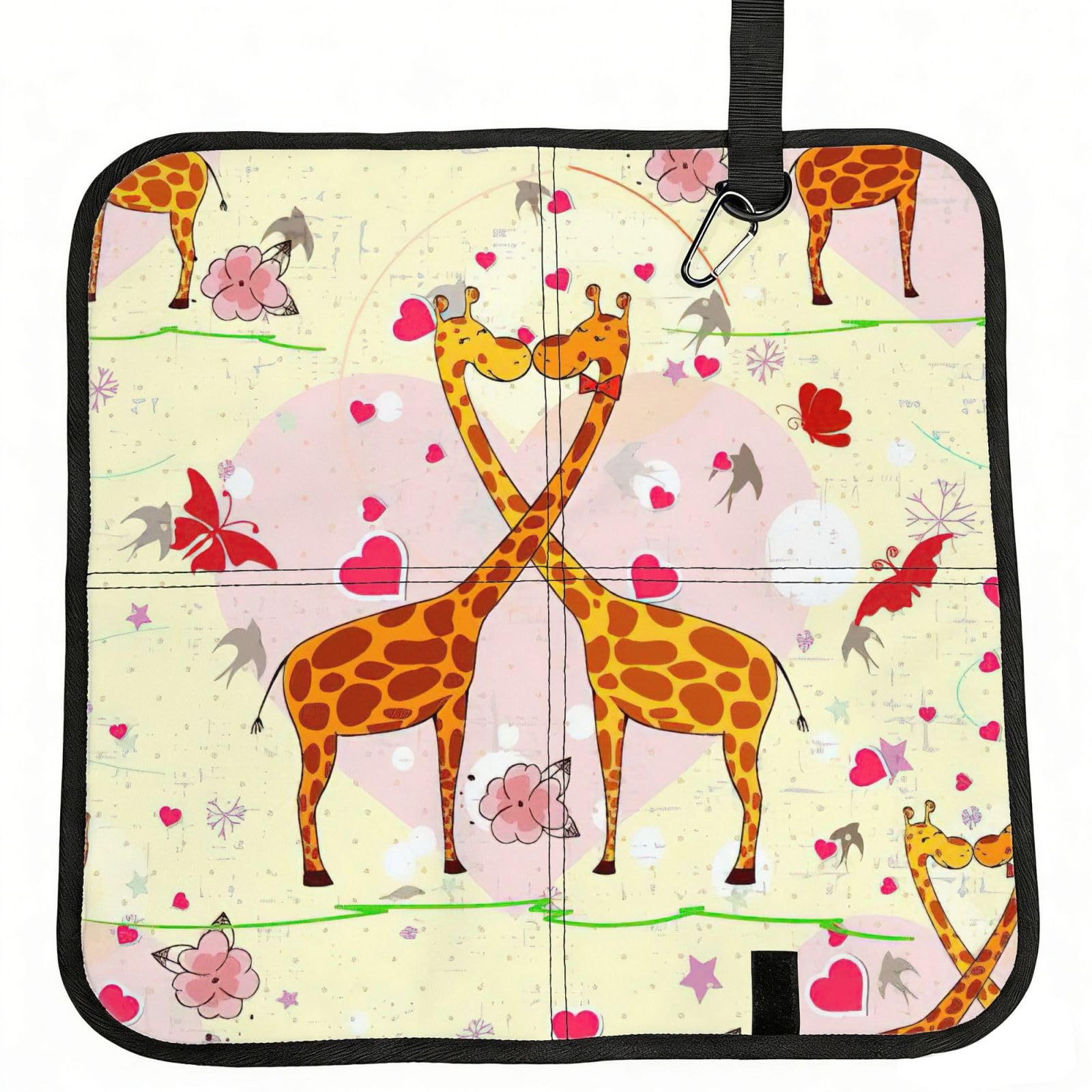 AYYQWE Giraffe Heart Flower Butterfly Print Foldable Seat Cushion Portable Chair Pad Office Commuting Picnic Camping Outdoor