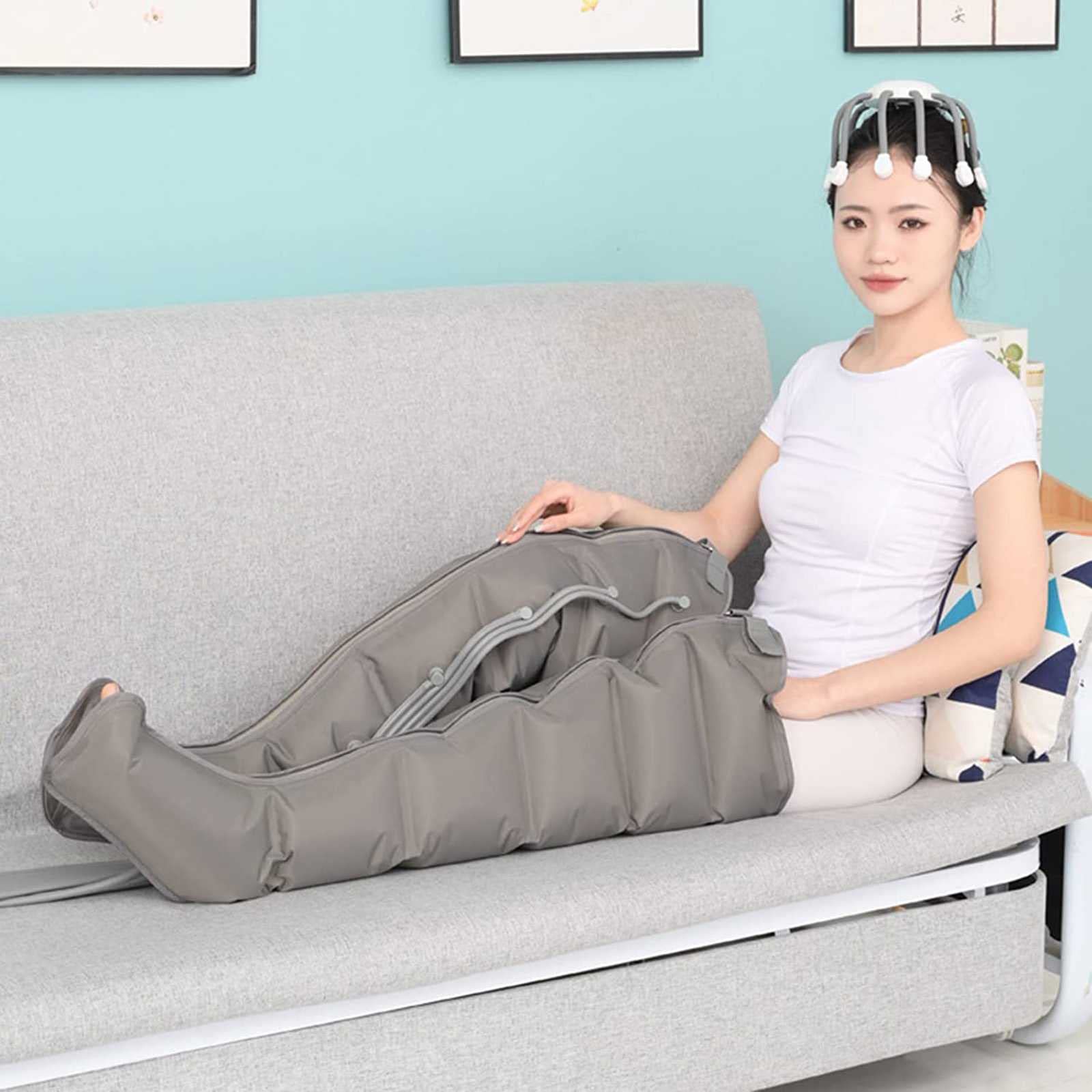 Masajeador de piernas, masajeador de pies y Rodillas con compresión de Aire, Botas de Masaje para aliviar el Dolor, relajación Muscular, Regalos para Hombres y Mujeres