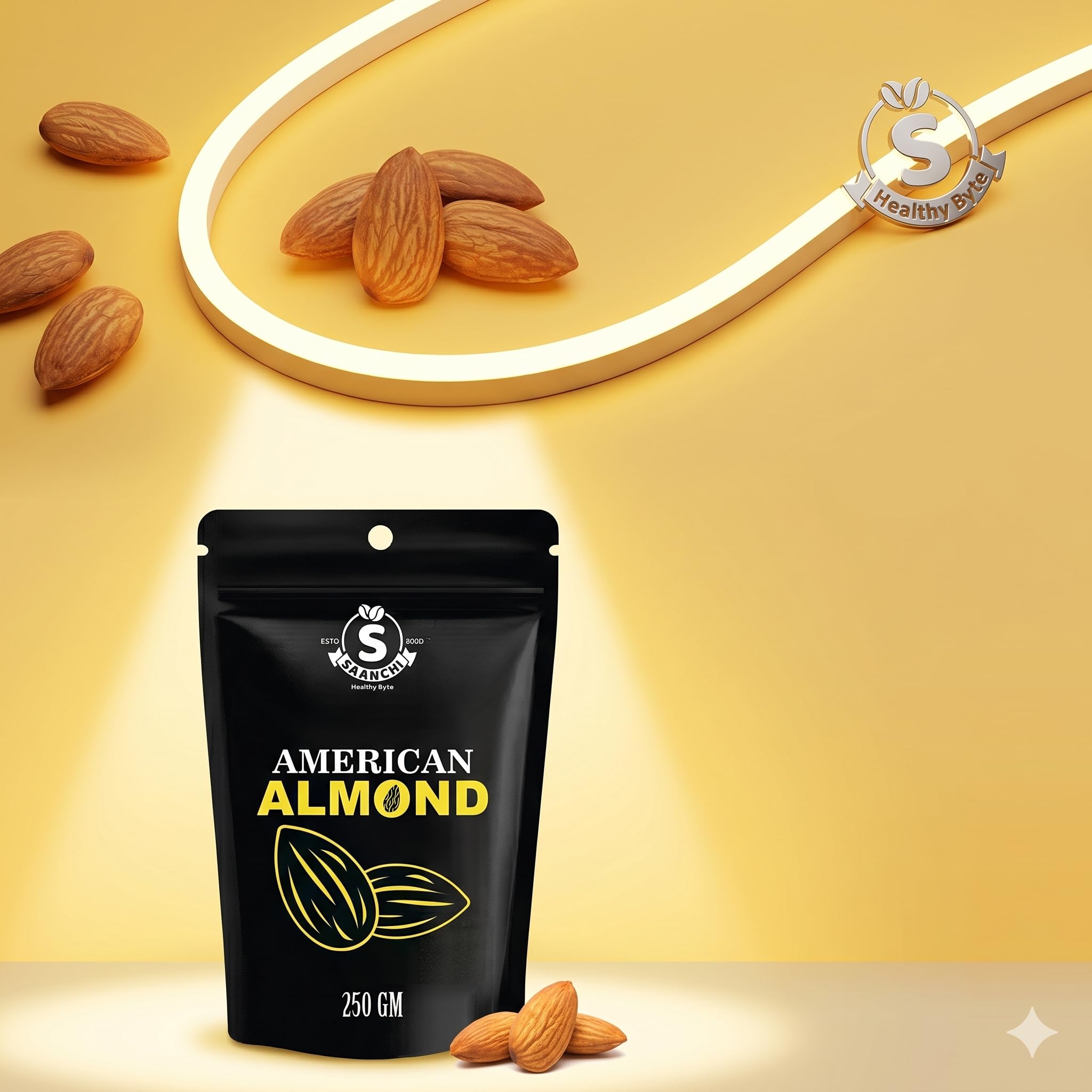 Saanchi Healthy Byte Premium American Almonds 250g | Crunchy, Fresh & Naturally Nutritious 1