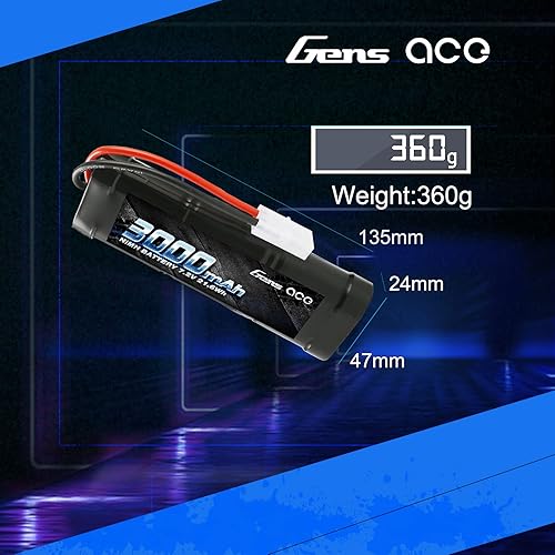 Miniatura 2 de Gens Ace Batería NiMH 3000mAh 72V con conector Tamiya para RC Cars Camión Avión Helicóptero y barco