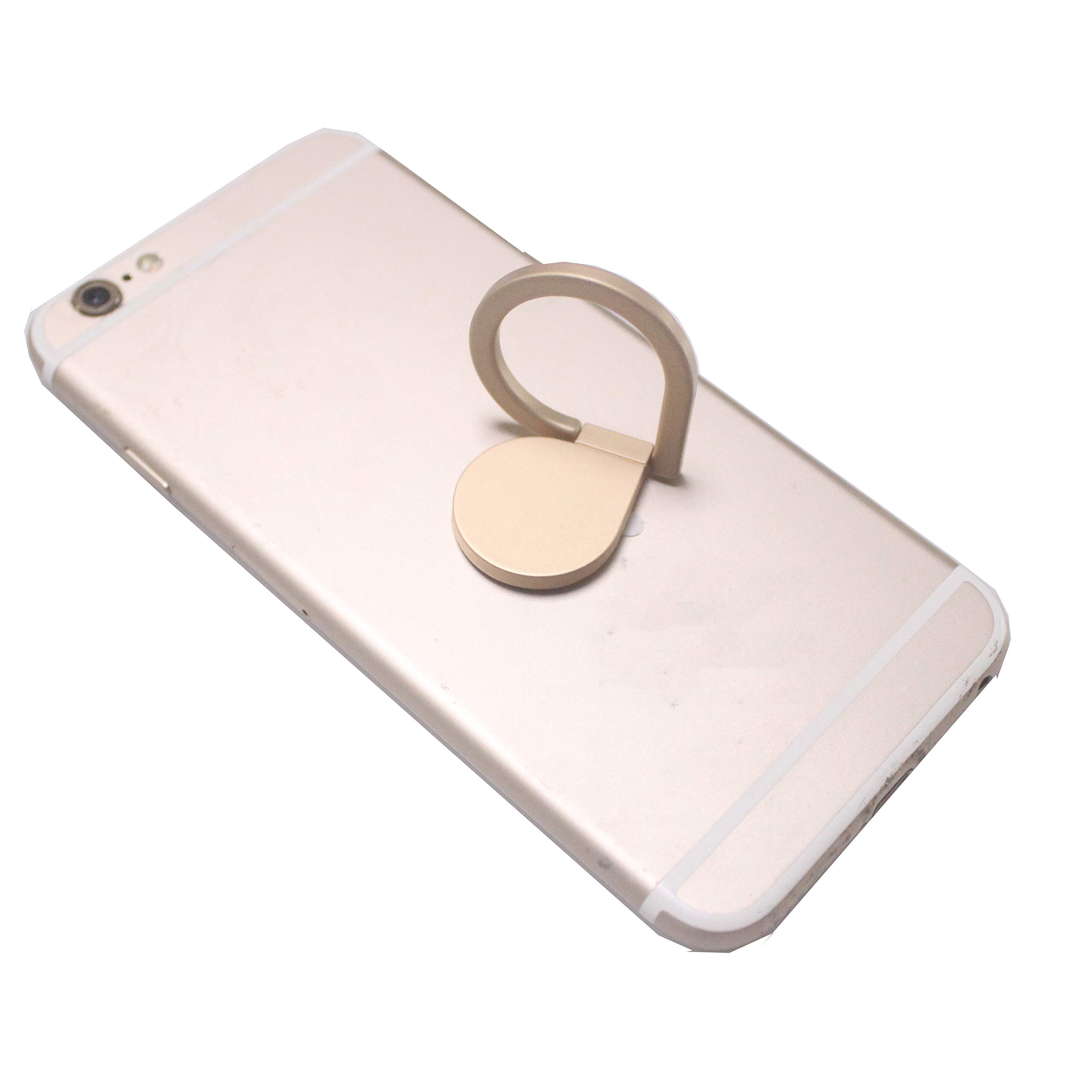 Phone Ring Holder Finger Kickstand, 360° Rotation and 180° Folding Metal Finger Holder, for Magnetic car Holder, Compatible with All Smart Phones (Gold)