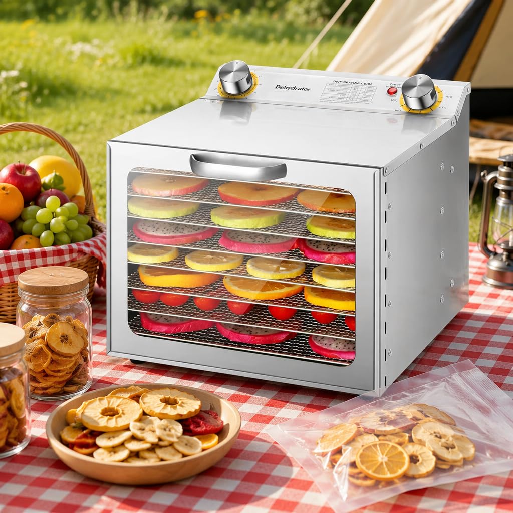 Liofilizzatore da 6 a 18 strati, con timer, temperatura da 35 a 90 °C e ventola da 6 pollici per frutta, verdura e carne.