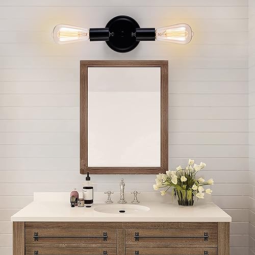 Miniatura 5 de Lámpara de techo semiempotrada de 2 luces, color negro mate con base E26, lámpara moderna para casa de campo, cocina, comedor, dormitorio, estudio,