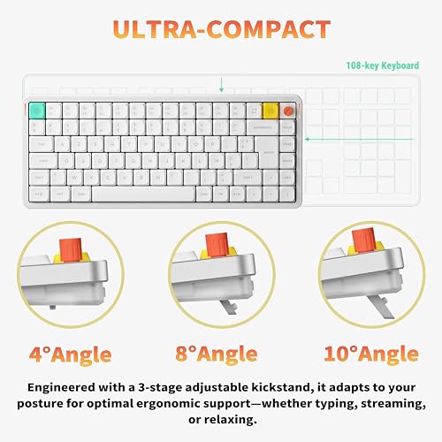 nuphy Clavier mécanique Air75 V3, Clavier 75% à Profil Bas avec molette, Clavier Gaming Hot Swap Compatible Bluetooth/2,4 GHz/USB-C, Disposition FR -AZERTY (White/Red Nano) - 4