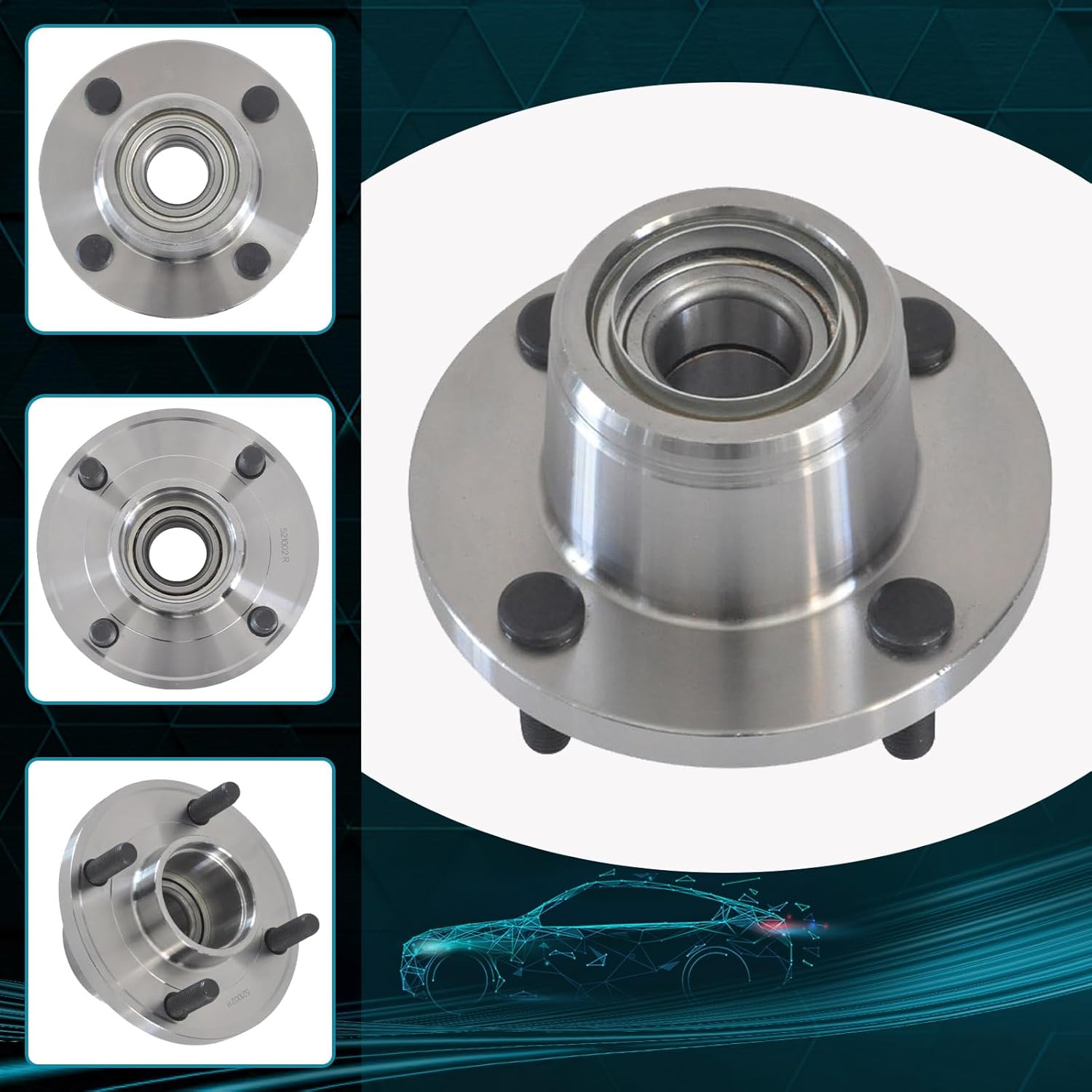 IRONTEK Rear Driver or Passenger Side Wheel Hub 521002 Fit for Ford 2001-2007 Focus 4 Lugs 1PCS