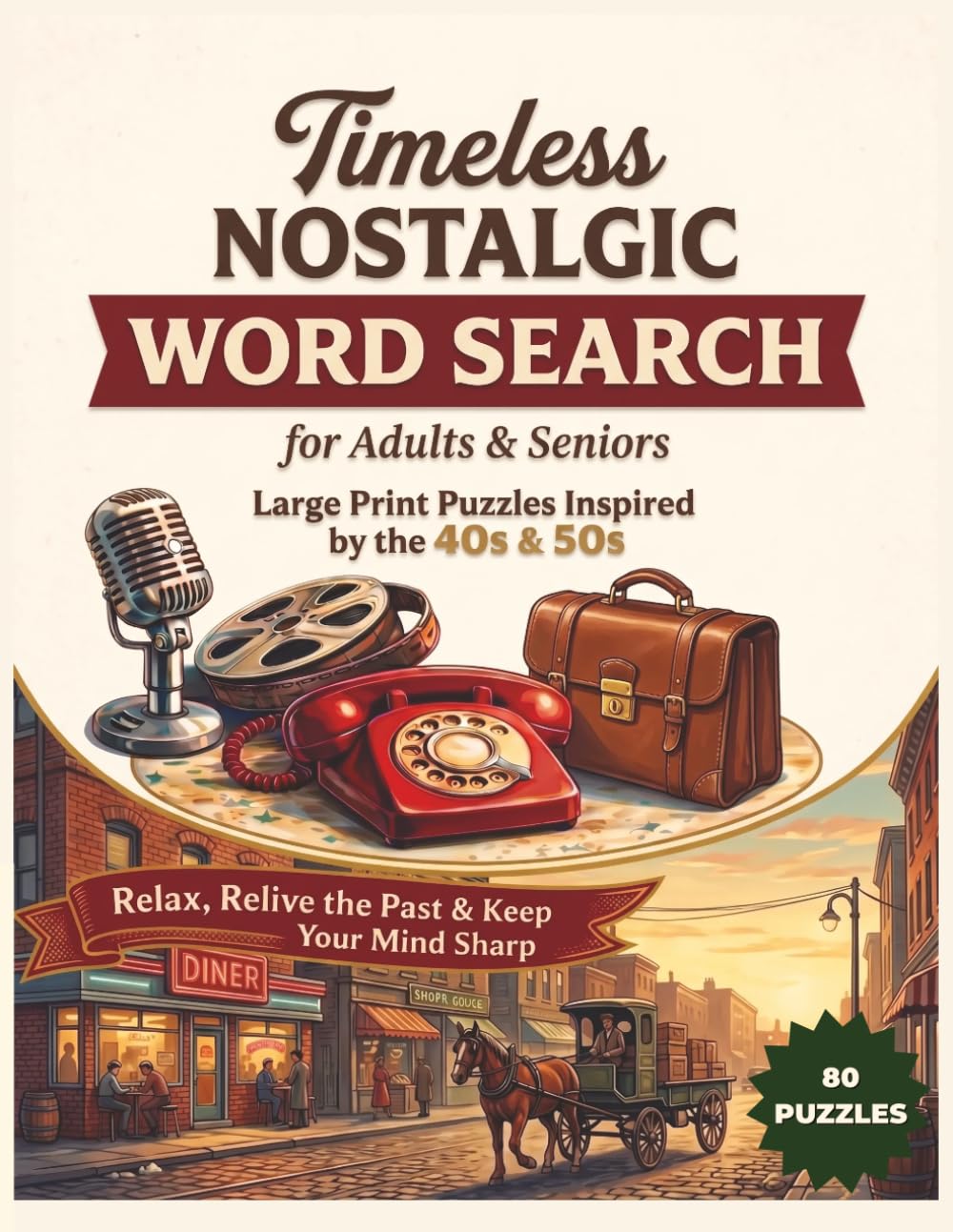 Timeless Nostalgic Word Search: Large Print Puzzles for Adults & Seniors Inspired by the 40s & 50s | 80 Retro-Themed Word Searches to Relax, Relive the Past & Keep Your Mind Sharp