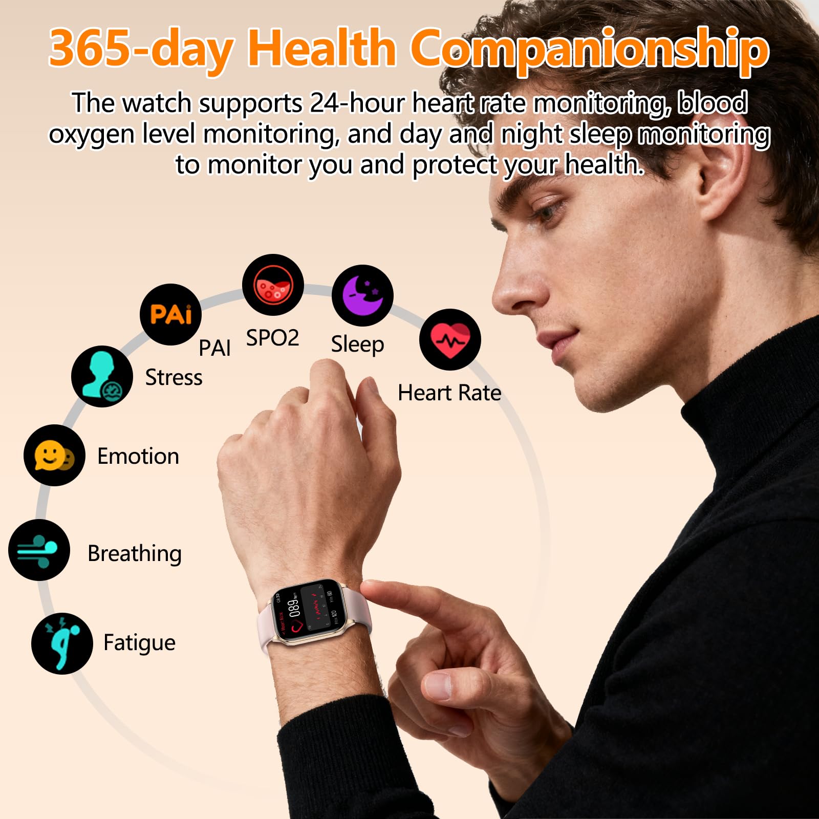 Smart Watch for Women Men with Text and Call, 2025 New AI Smartwatches with Heart Rate/SpO2/Sleep/Stress Monitor, 100+ Sports Modes, GPS Fitness Watches Compatible with iOS/Android (Map, Pink)