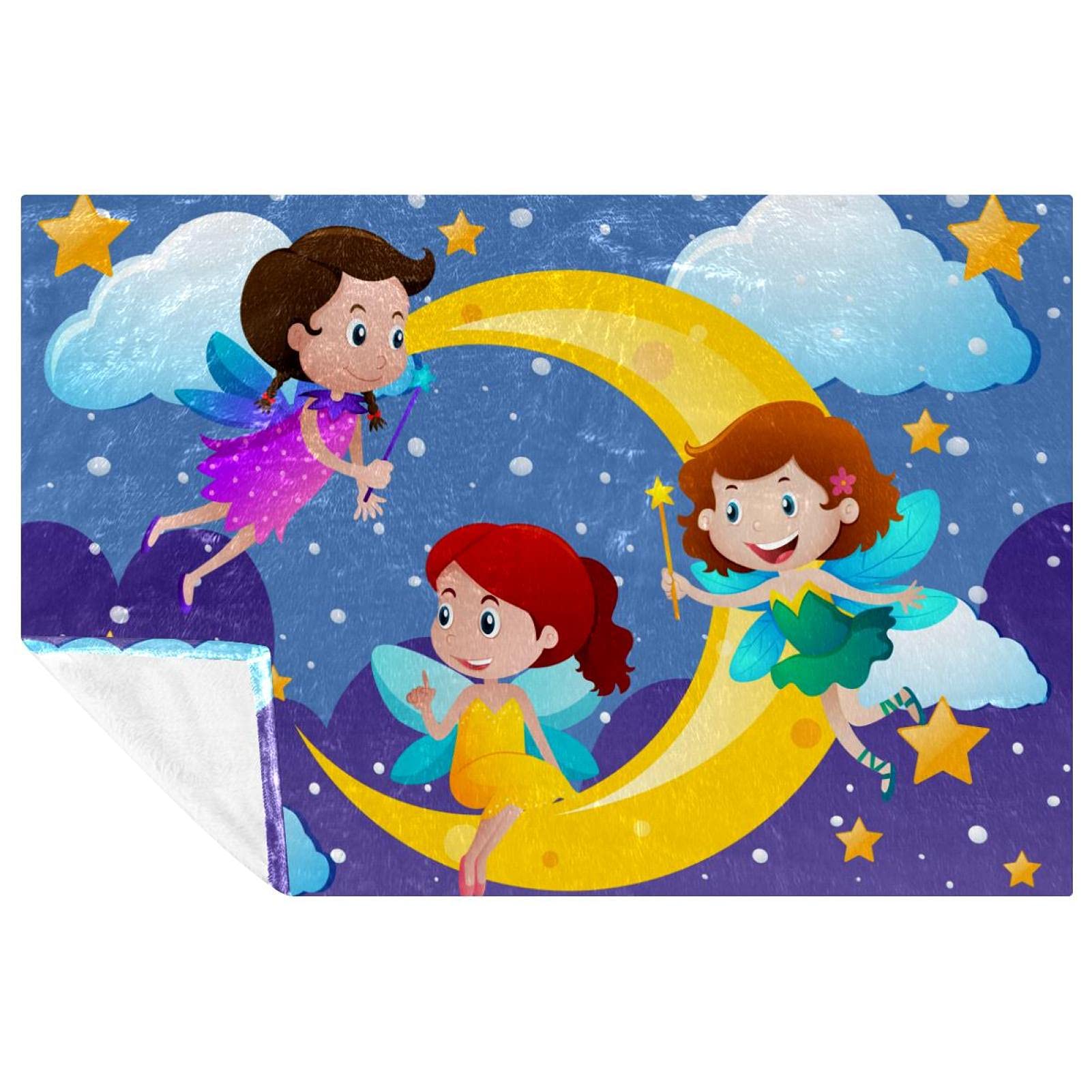 Couverture douce contre le froid plaid fées lune pour lit et canapé