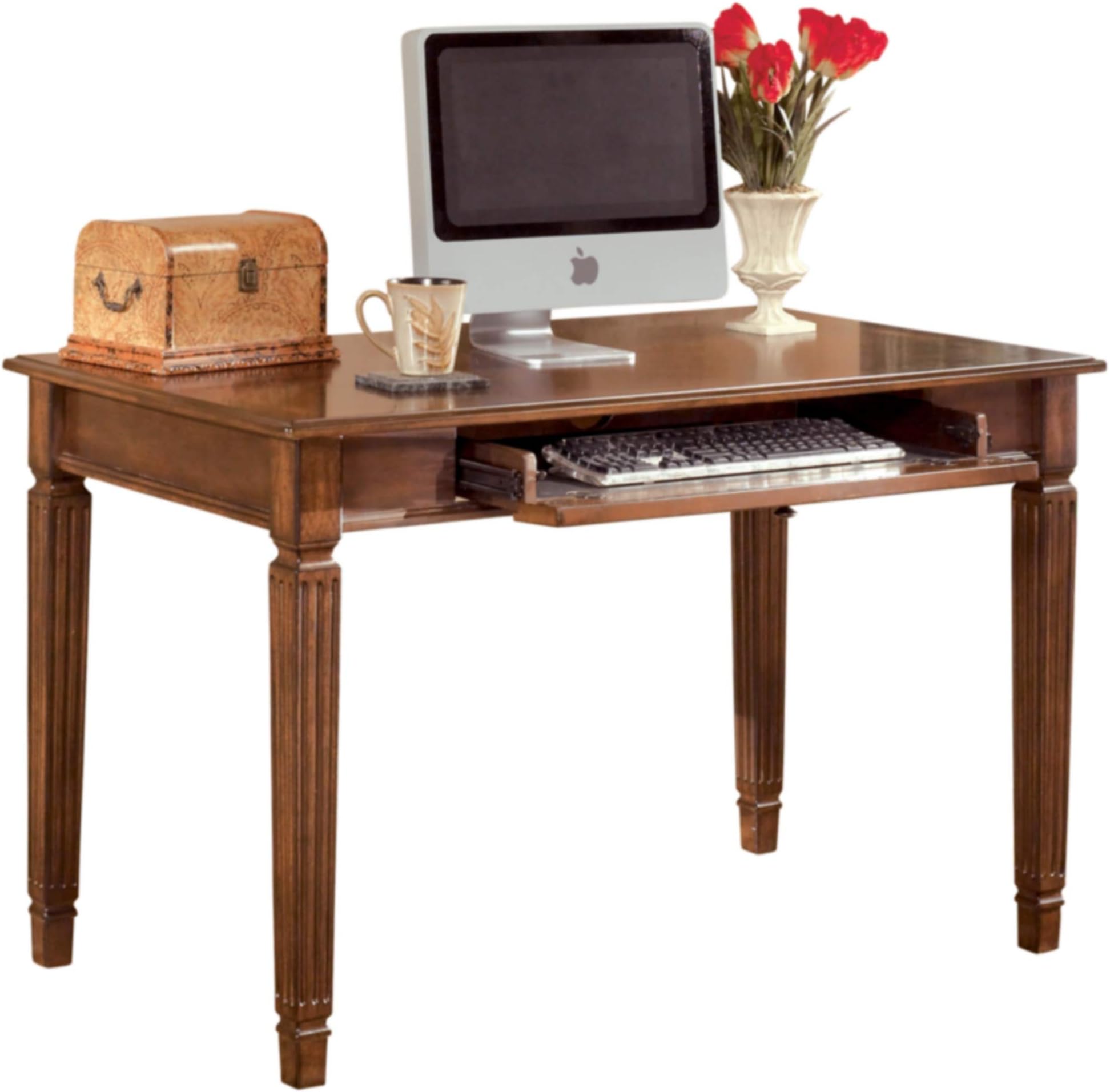 Signature Design by Ashley Hamlyn Traditional Home Office Desk with Pull Out Tray, Medium Brown