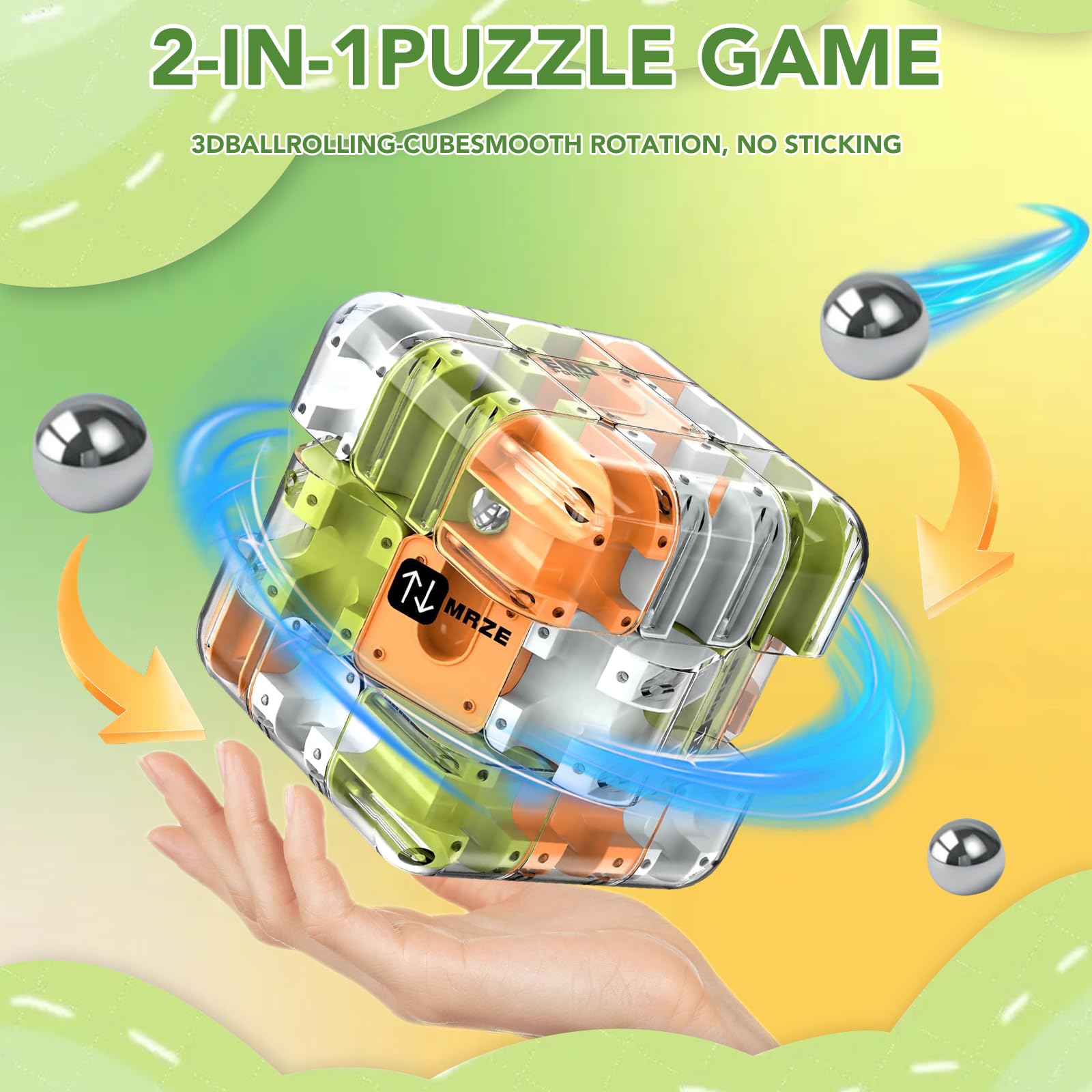 Laberinto de Bolas,Rompecabezas de Cubo de Laberinto 3D Grande,Labyrinth Maze Cubo,Engaging Brain Teaser Toy,Juguete Educativo para Aliviar el Estrés,Entrena la Lógica y Concentración(Naranja)