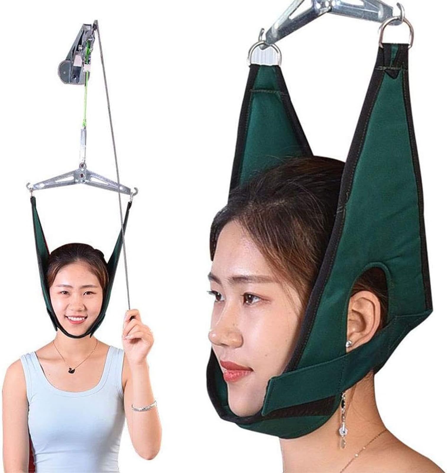 Dispositivo di Decompressione del Collo per Alleviare Il Dolore al Collo E Correggere Le Spalle - Kit unità di Trazione Cervicale sopra La Porta E Barella per Il Collo