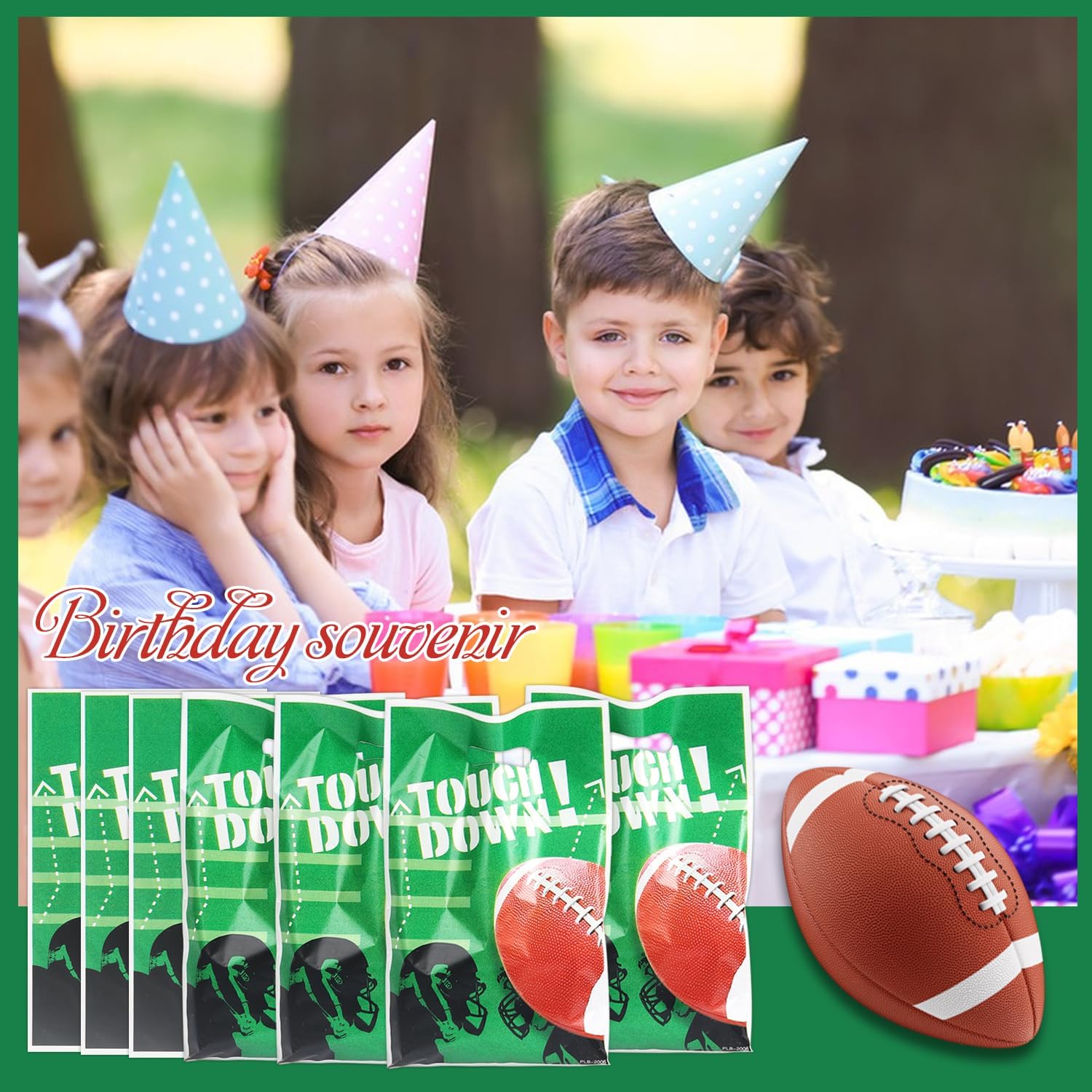 SUNAI 30 PCS Football Party Favors Goodie Bags - 6.5 * 9.8 Inch Snack Treat Bag for Football Themed Birthday Party Supplies, Events Celebrations, Green - Image 5