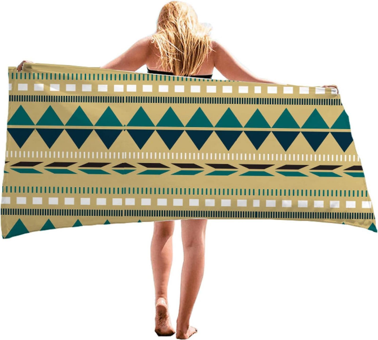 Serviette de Plage Géométrie, Séchage Rapide Microfibre Serviette de Bain, Géométrie Serviettes de Plage 200 x 200 cm, Voyages, Camping, Vacances, Femme Homme Enfant Drap de Plage