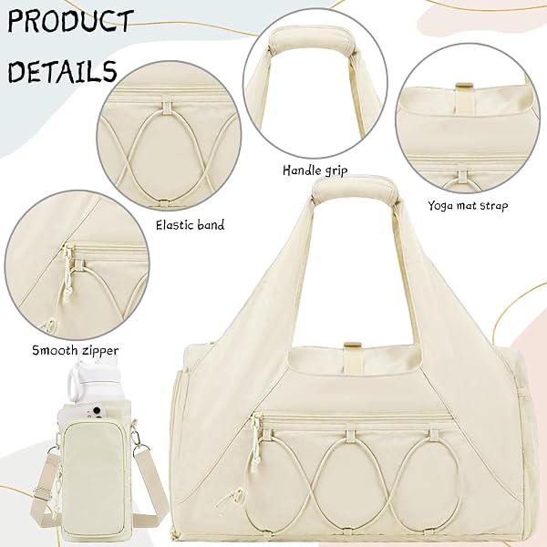 AUNGKWANG Sac de Gym pour Femme, Sac de Voyage Léger avec Compartiment à Chaussures, Compartiment Humide et Sacs de Bouteille d’Eau, pour Voyages, Randonnée, Natation, Yoga, Weekends - 3