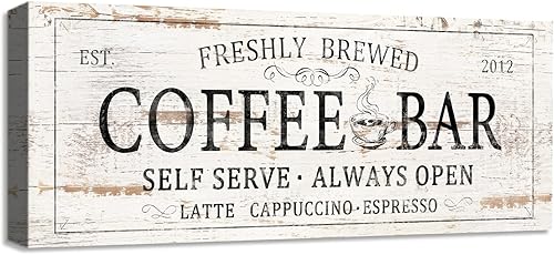 Letrero decorativo de barra de café, rústico, para cocina, bar, decoración de pared, autoservicio siempre abierto, placa vintage para estación de