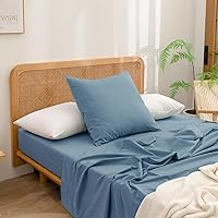 Vista 70 de BESTOUCH Funda de almohada 100% algodón lavado para cabello y piel, tacto de lino, suave, cómoda, transpirable, juego de 2 fundas de almohada