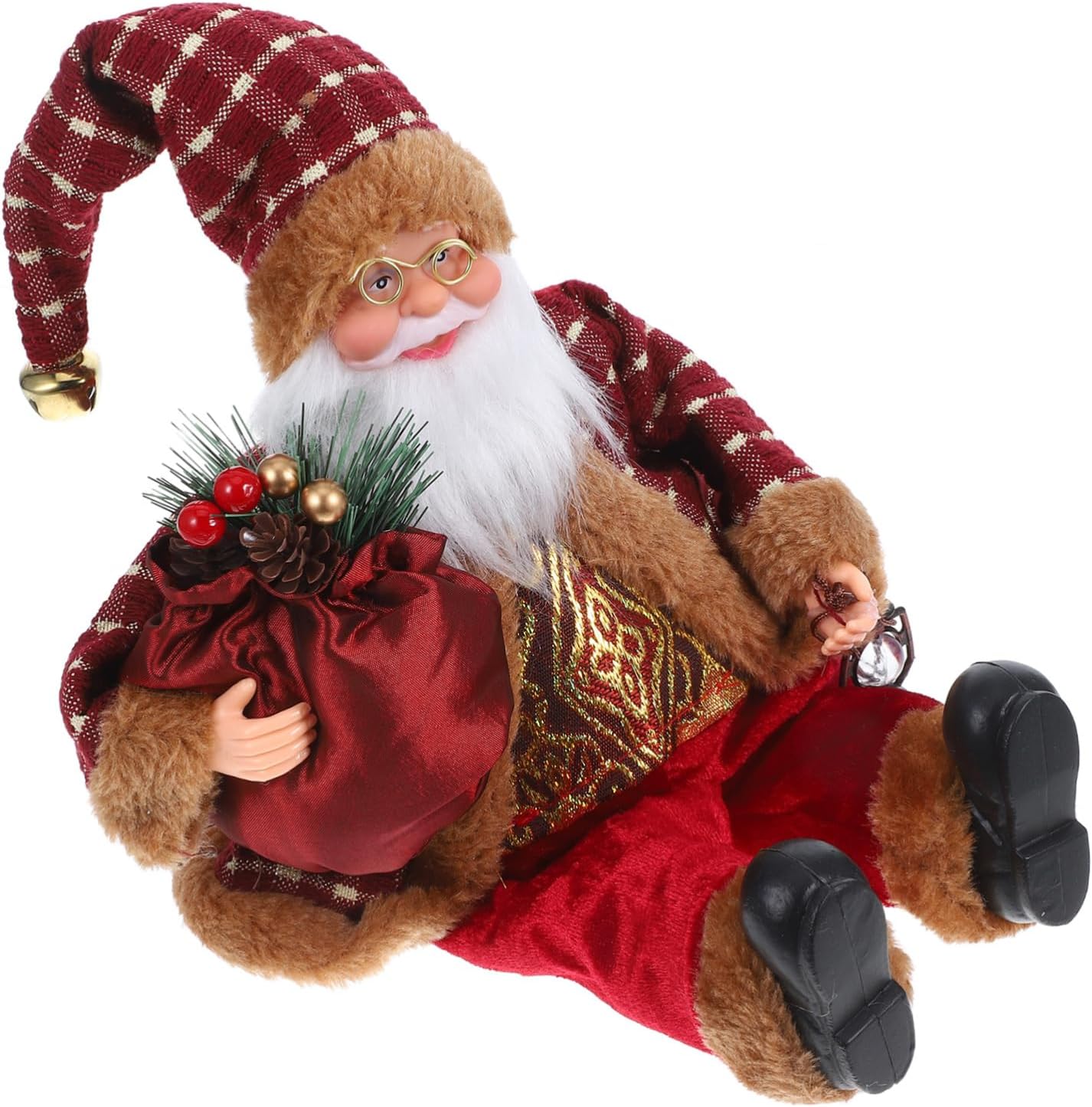 Luxshiny Santa Claus Doll Christmas Window Decor Santa Claus Sitting Stuffed Animal Christmas Ornaments for Party