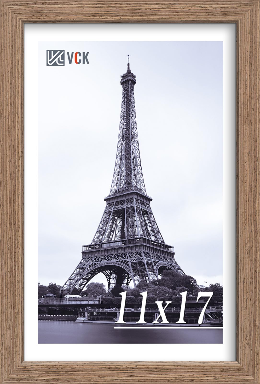 VCK Portarretratos de nogal de 11 x 17 pulgadas, 1 paquete, marco ancho de madera con veta de madera exclusiva, plexiglás pulido para pared vertical u horizontal de fotos, impresiones, estudio