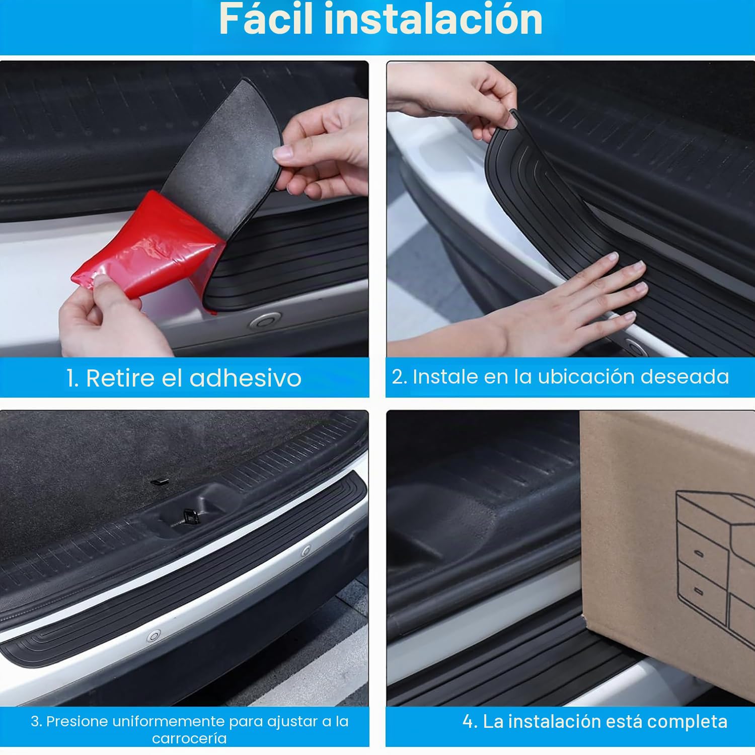Protector De Parachoques Trasero MAIXINNEW – Goma Antideslizante De 90x7 Cm Con 10 Amortiguadores De Puerta, Universal Para Coches Y SUV