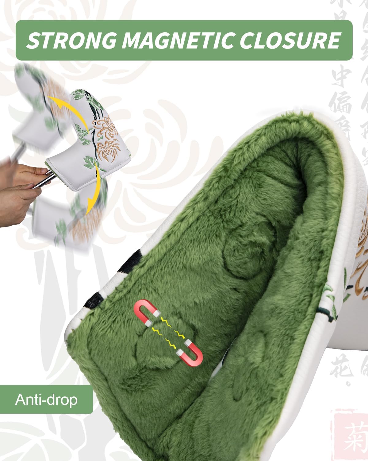Floral Style Golf Head Covers, Chrysanthemum Golf Club Covers for Drivers, Fairway Woods, Hybrids, Mallet and Blade Putter Golf Headcovers with Advanced Embroidery Soft Lined for Most Brands - Autumn