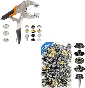 Heavy Duty Snap Fastener Tool Kit & 100 Set Canvas Snap Kit, Boat Cover, DIY Crafts Great value beginner kit