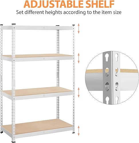 Miniatura 8 de Topeakmart Estantes de almacenamiento, 4 unidades de estantería de metal ajustables de 4 niveles, estantes de almacenamiento de garaje para almacén,