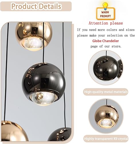 Miniatura 2 de Candelabro rectangular de bolas de cristal, lámpara de techo empotrada para comedor, sala de estar, lámpara de techo alto para escalera, vestíbulo,