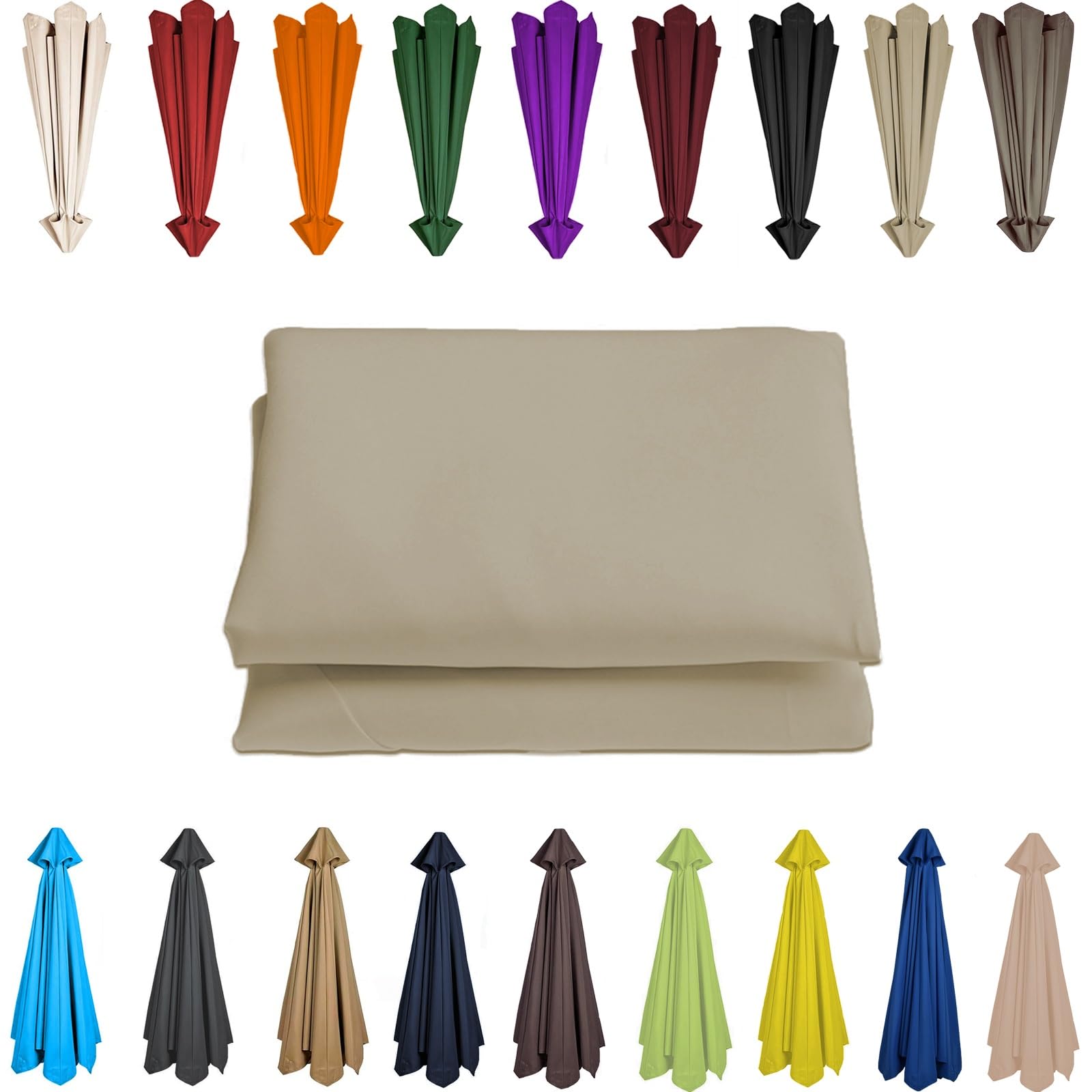 200/230/250/270/280/300/350 CM Parasol Top Fabric Cover Sunshade Cloth 6 8 Ribs Anti-Ultraviolet Patio Umbrella Replacement Cloth Garden Parasol Canopy Anti-UV(Top color,6 RIBS: 270CM/8.8FT) — image 1