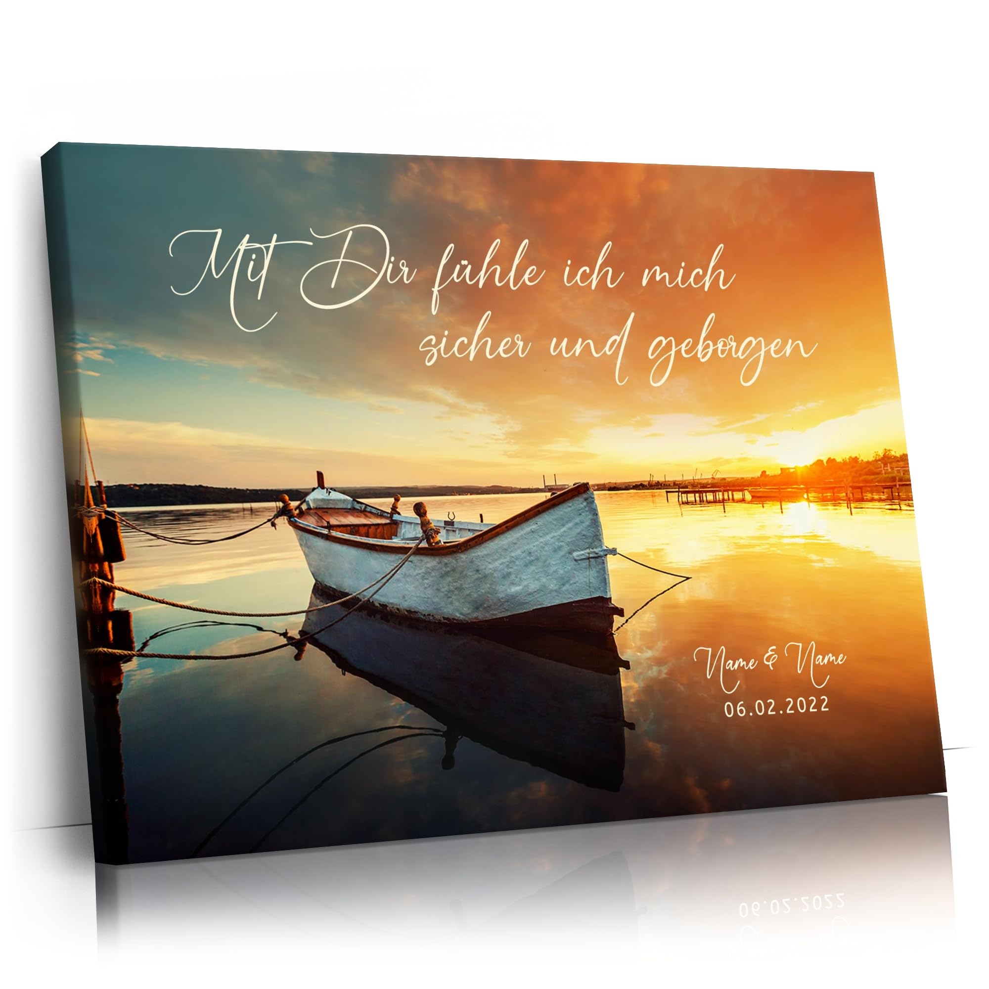 Liebesleinwand Personalisierte Geschenke | Leinwandbild Geschenk für sie und ihn zum Geburtstag, Hochzeitstag, Jahrestag gestalten | Geborgenheit
