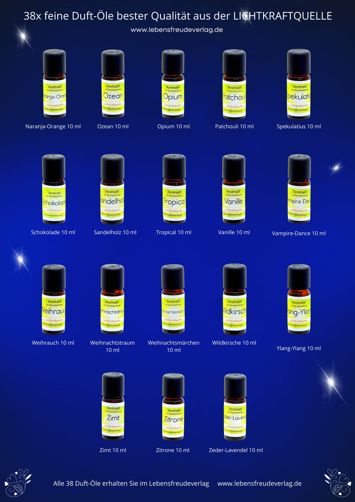 Set mit 37 Aromaölen-Duftölen - Feinste Düfte - Beste Qualität