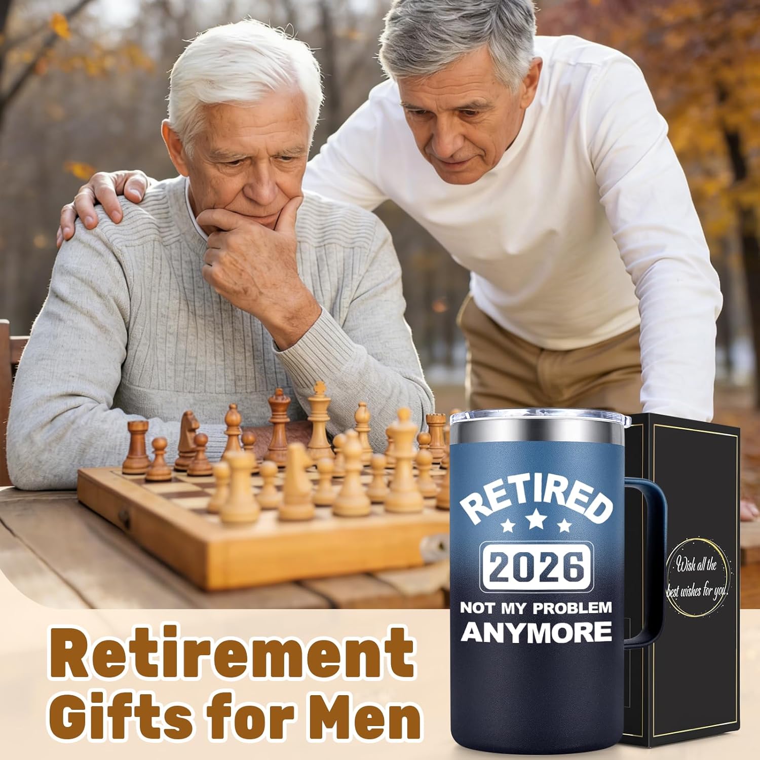 Qtencas Retirement Gifts for Men, Retired 2026 Not My Problem Anymore 20 Oz Insulated Coffee Mug, Retirement Gifts for Men Father Coworkers Friends, 2026 Teacher Retired Gift, Gradient - Image 6