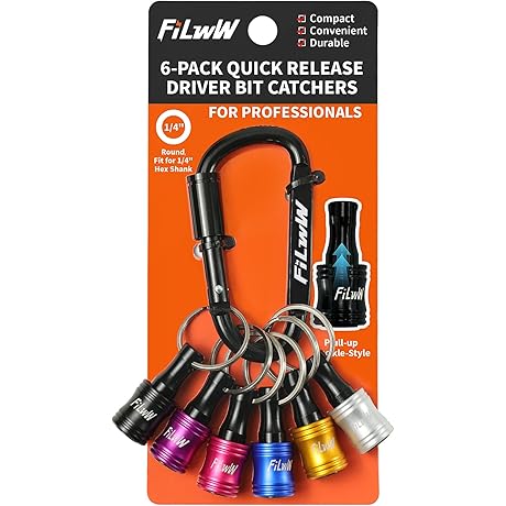 6Pcs 1/4 Quick Release Bit Holder Keychain