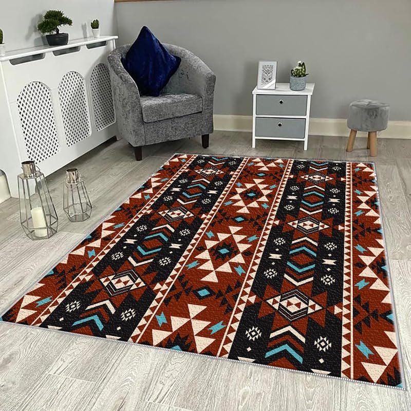 Tapis de sol à motifs tribaux et géométriques tapis d'extérieur rouge 180x240cm pour terrasse