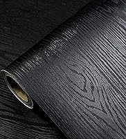 TilTil Black Wood Peel & Stick Wallpaper - Removable Self-Adhesive Vinyl for Kitchen Countertops, Furniture, Walls - 17.7" x 118" (14.5 sq ft), Waterproof