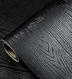 Black Wallpaper - Wood Peel and Stick Wallpaper – Black Wood Self-Adhesive & Removable Wall Paper for Countertop Furniture Kitchen Wall, Countertop Contact Paper, Easy to Clean, 17.7” × 118” Vinyl