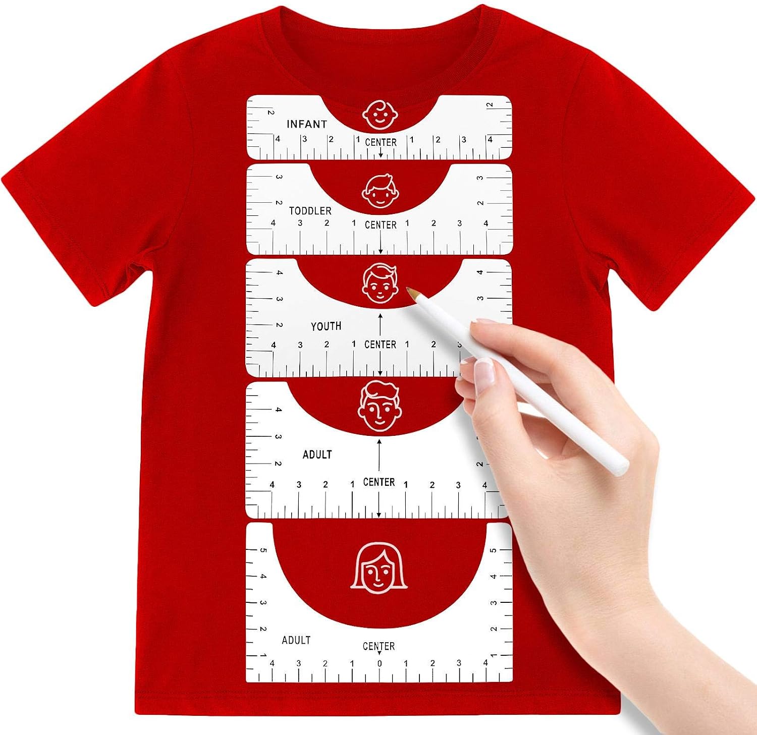 Tshirt Ruler Guide for Vinyl, T-Shirt Rulers to Center Design, Tshirt Alignment Tool (5pcs)