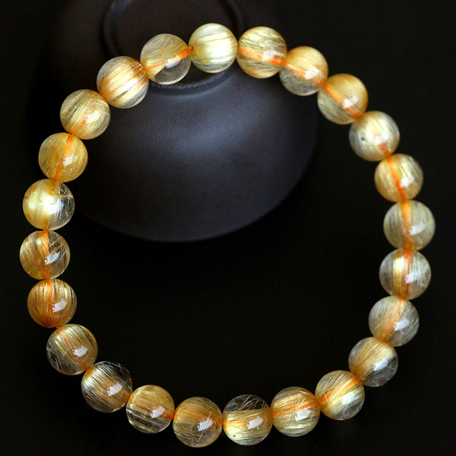 Pulsera Natural de Citrino, Cristales de Piedras Preciosas, Pulsera de Cuentas de Chakra, Cuentas de Cristal, Cuarzo rutilado de Oro, Cuentas de Piedra Lisas Redondas pulidas,3a,12MM