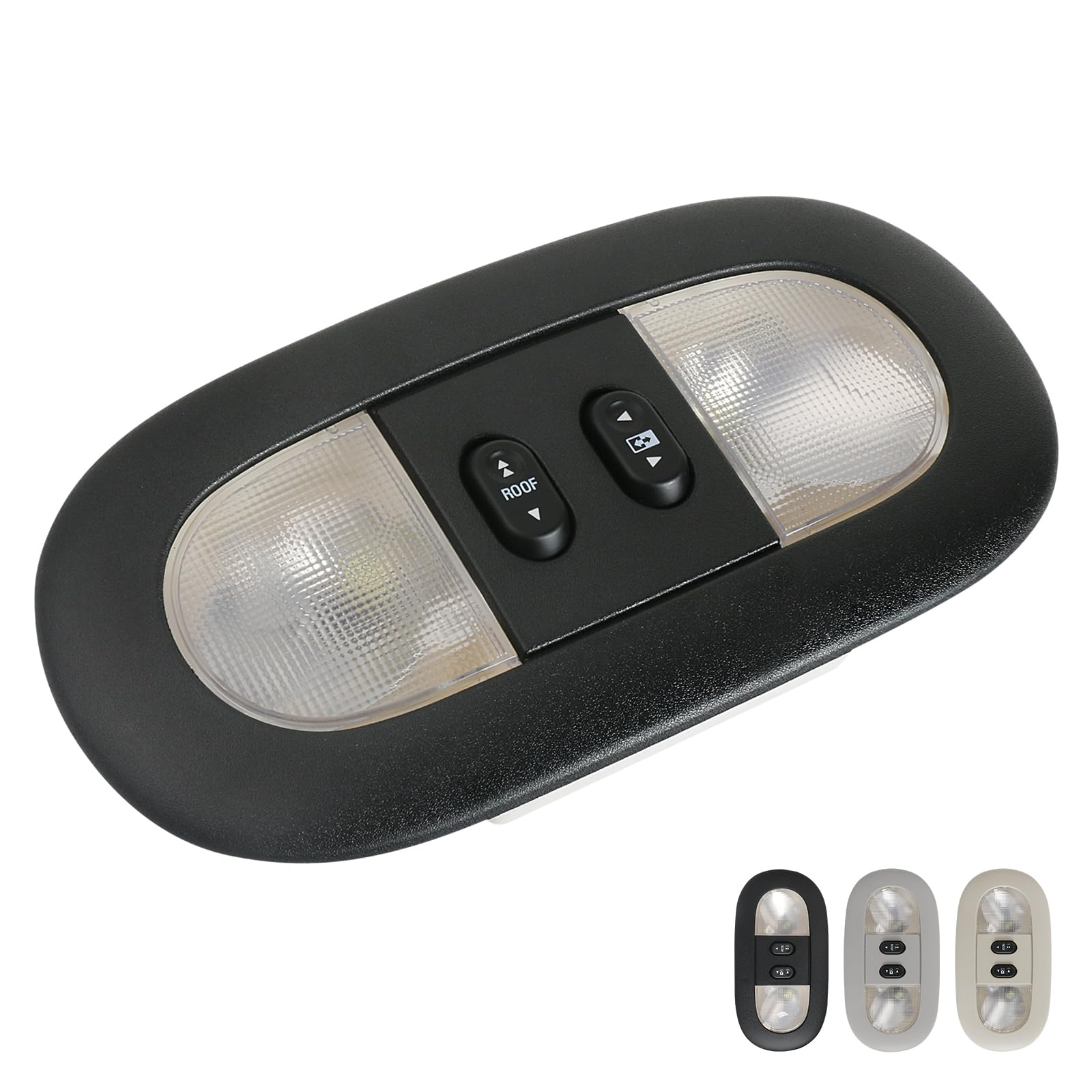 Overhead Console LED Dome Map Light Lamp | Fits Ford F150 2004-2008, for Lincoln Mark LT 2006-2008 Truck | Replaces 7L3Z-18519A70-BA Interior Cab Lights with Sunroof and Rear Window Switch (Black)