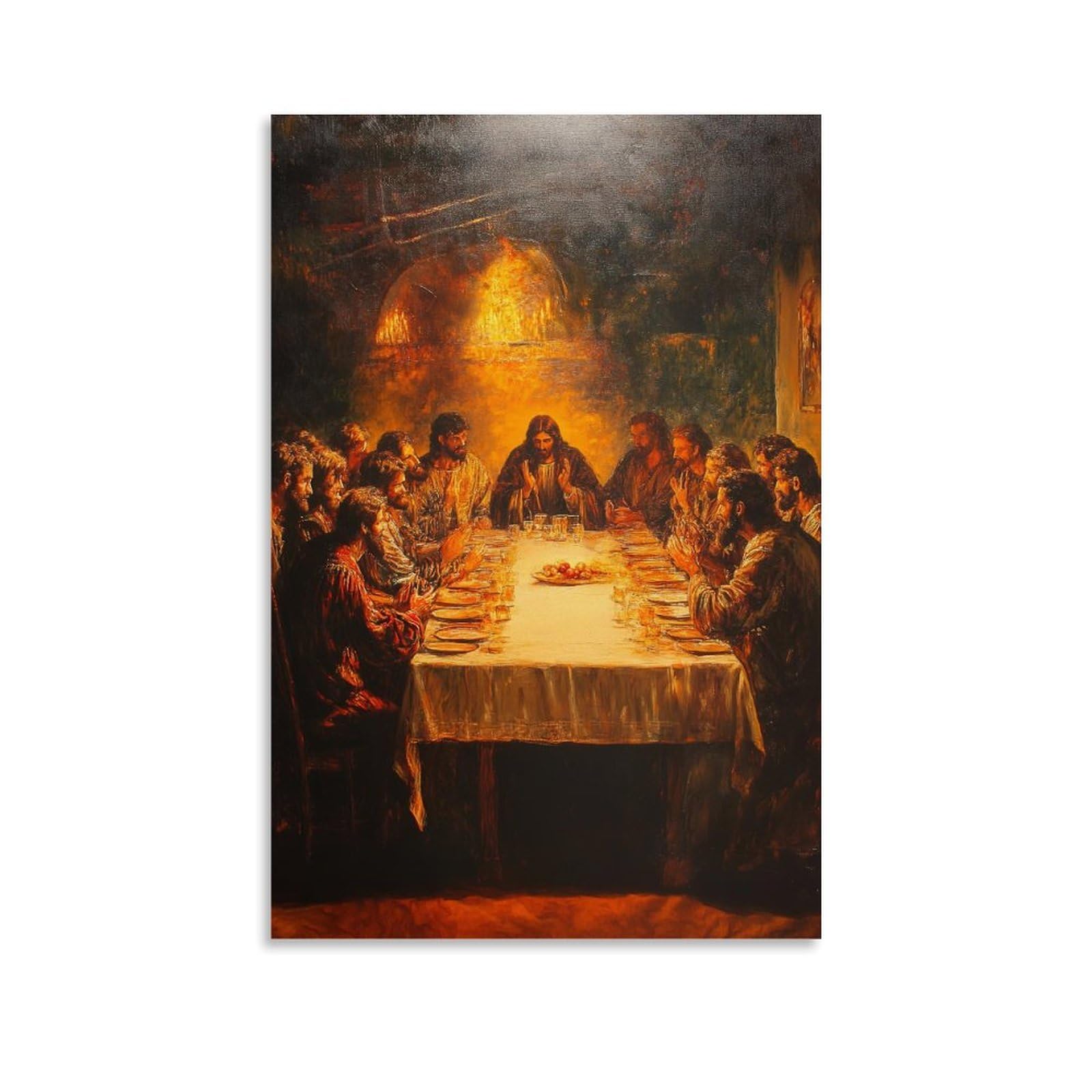 LXDSTK Exquisite Canvas Wall Art Picture Print-Vintage Christian Poster The Last Supper with Jesus Figure Modern Family for Living Room Decor 12x18inch(30x45cm)