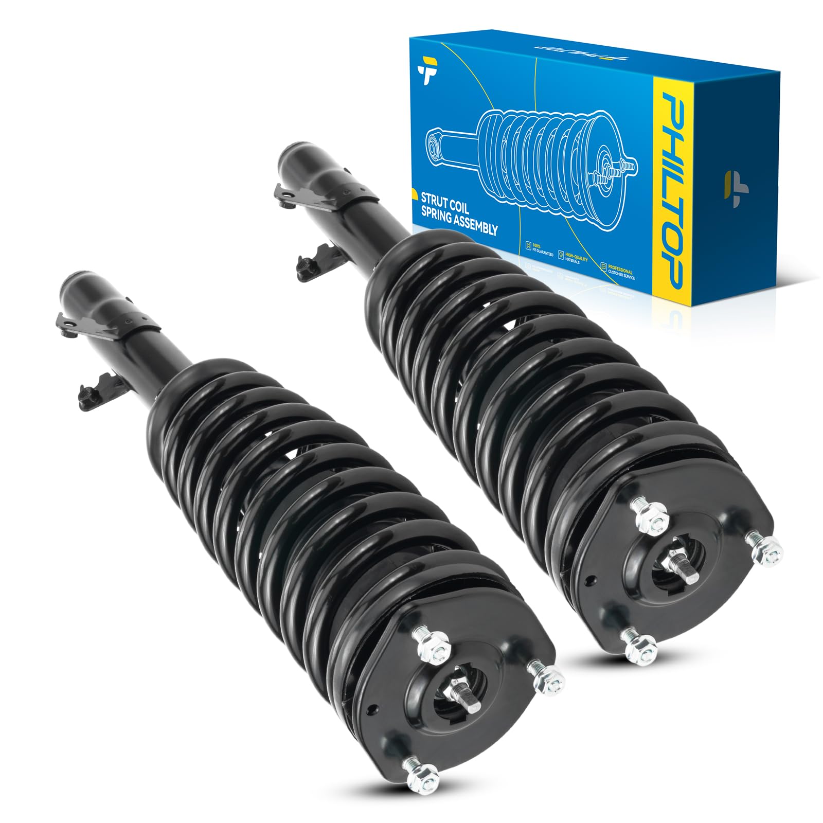 PHILTOP Front Struts for Fusion 2006-2009 3.0L, Milan 2006-2009 3.0L, MKZ 2007-2009 3.5L, Zephyr 2006-2006, Shock Absorber Complete Suspension 172261*2, Struts with Coil Spring Assemblies SAA905 2 Pcs