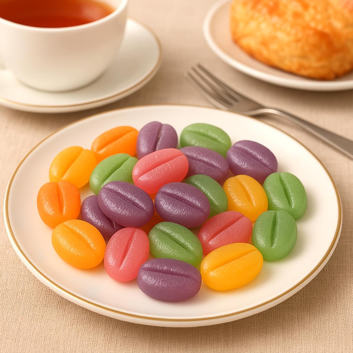 2 PCS 55 Cavity Mini Coffee Beans, Chocolate Sugar Candy Molds, Coffee Bean Shaped Candy Molds, Food Grade Mini Silicone Mold for Cake Decoration Bakeware Mould