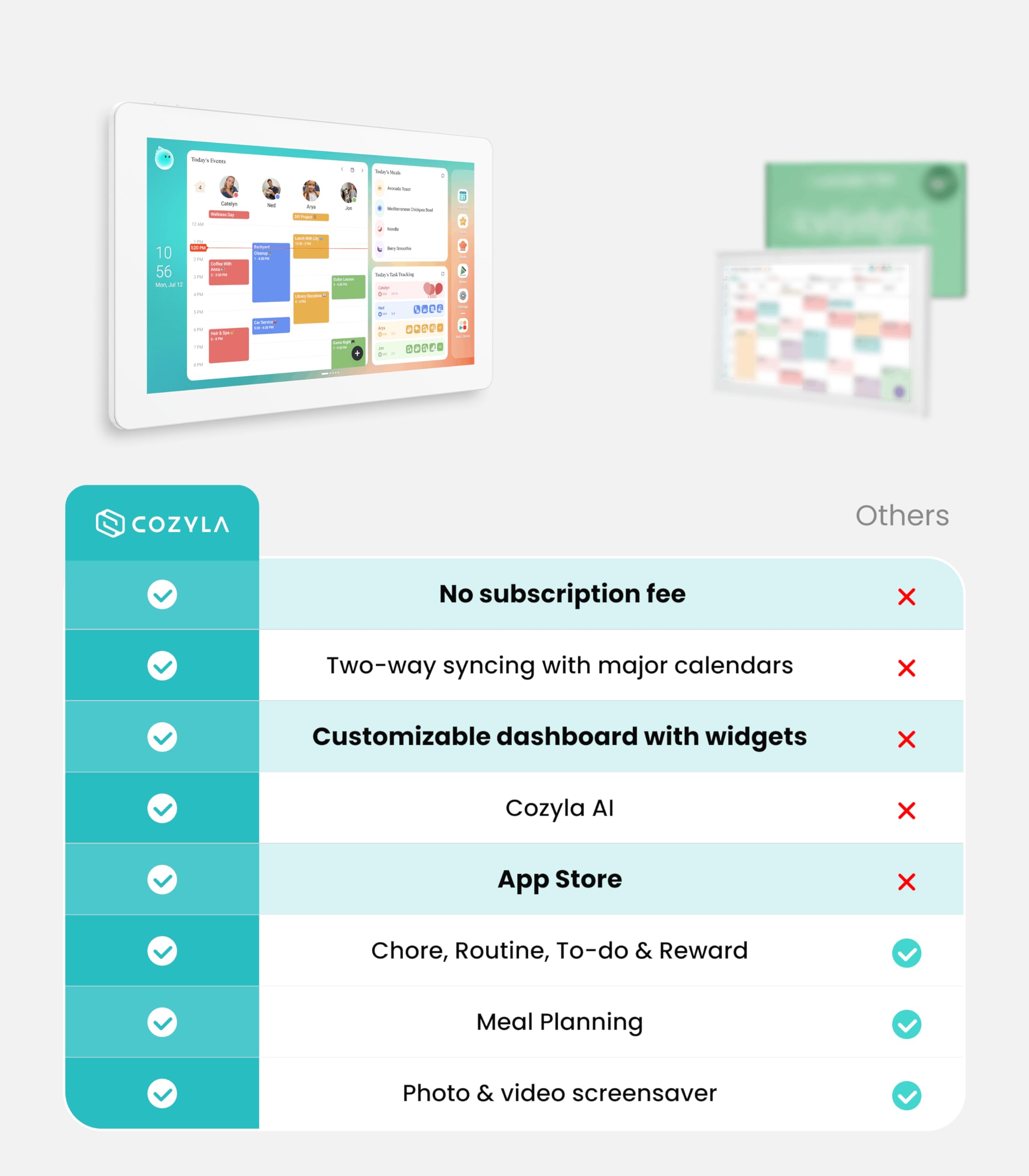 Cozyla Digital Calendar+ 15.6'' Touch Screen Family Planner White - Dettaglio