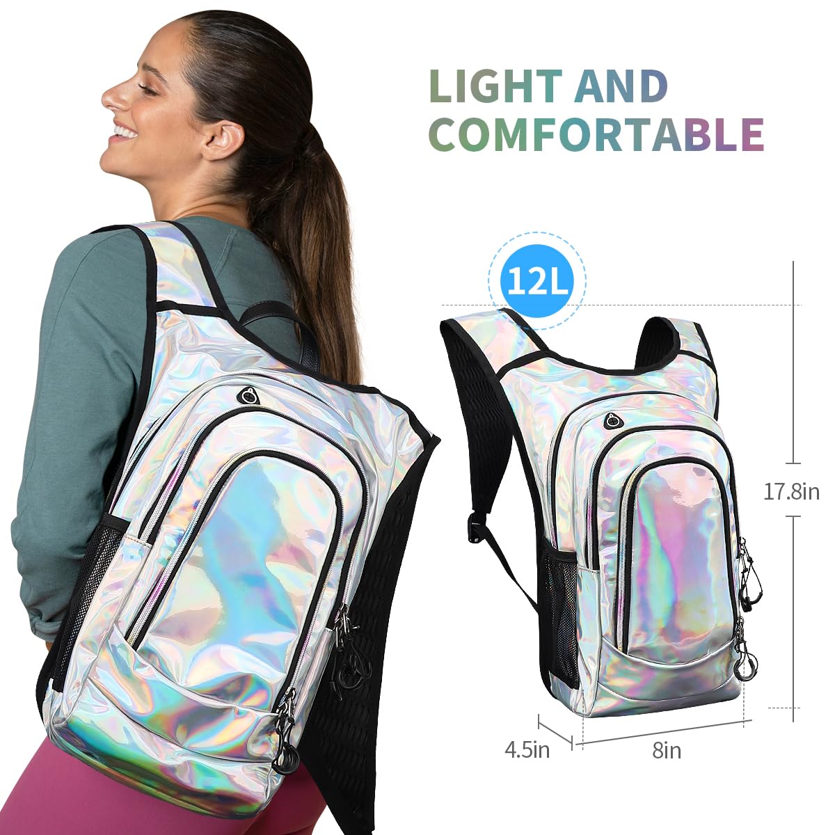 Zaino idrico con sacca idrica da 2 litri, zaino per acqua essenziale per festival, leggero borsa idro per corsa, ciclismo, attrezzatura per festival musicali, rave