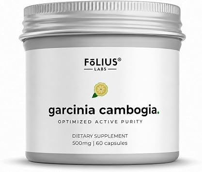 FOLIUS LABS Clean Label Pure Garcinia Cambogia Extract Supplement 500mg | 100% Natural HCA Extract Concentrated to 60% - Supports Healthy Digestion and Metabolism - 60 Capsules