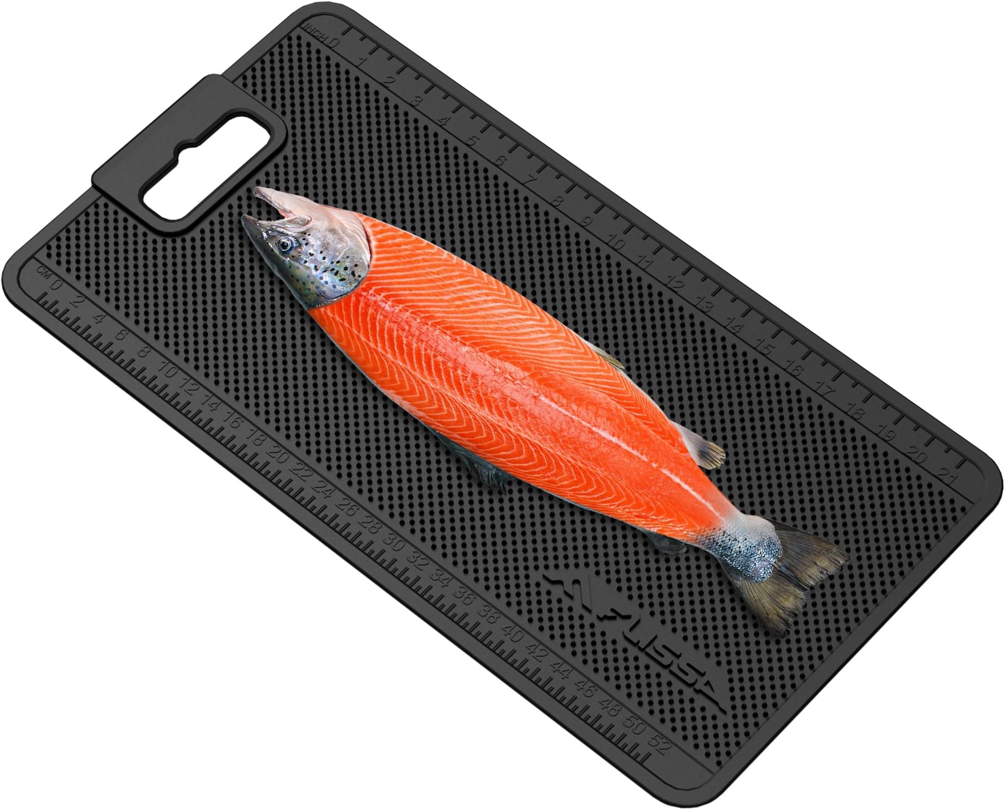 FLISSA Nonslip Fish Fillet Mat with Measuring Scale, Durable & Portable Fish Cleaning Mat for Easy Filleting, Large Fish Mat for Fish Cleaning and Cutting Board，24"*13"