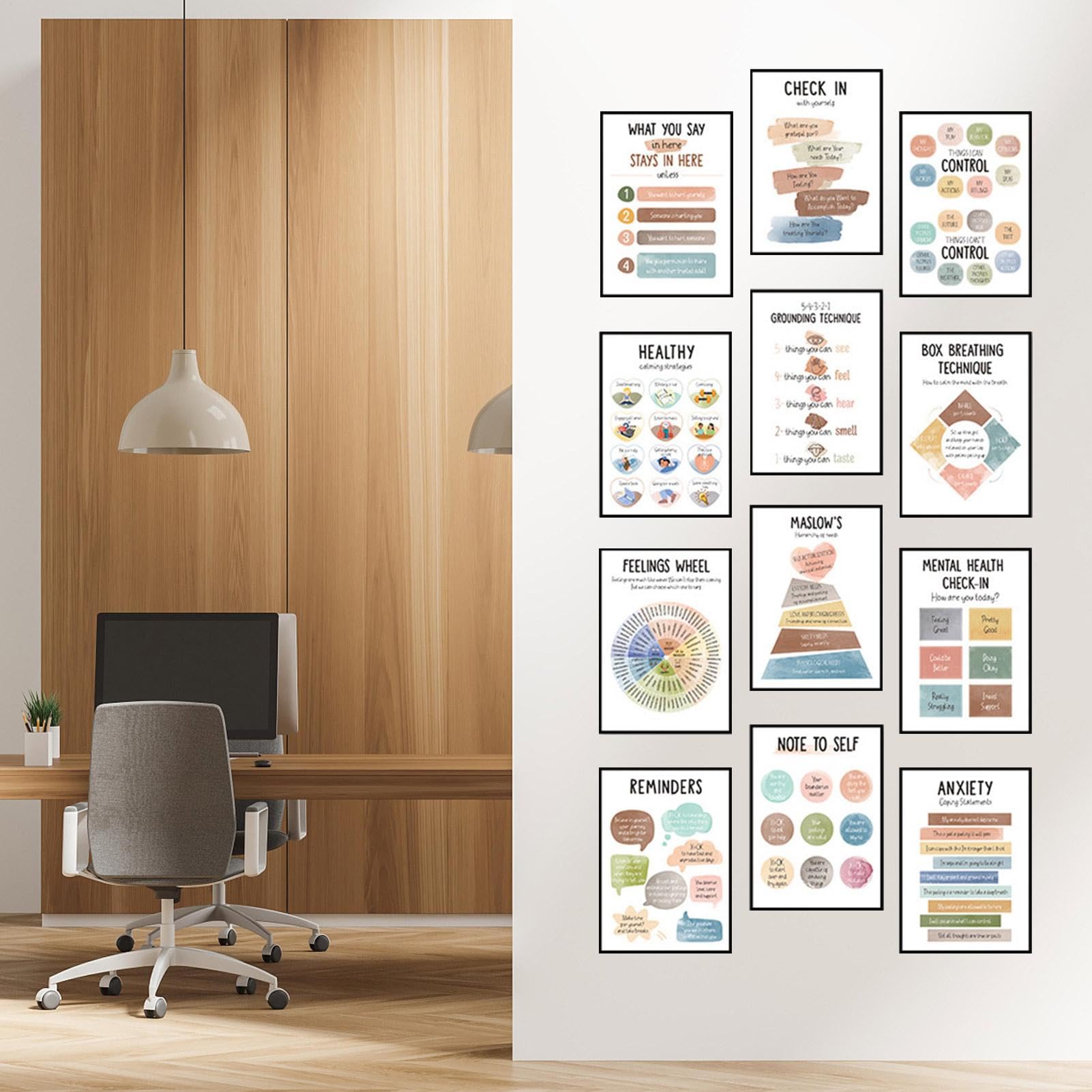 Poster D'angolo Calmante, Poster Dei Sentimenti Di Classe - 12X Forniture Per La Regolazione Emotiva, D'angolo, D'angolo Calmanti Per Bambini, Grafici Di Emozioni