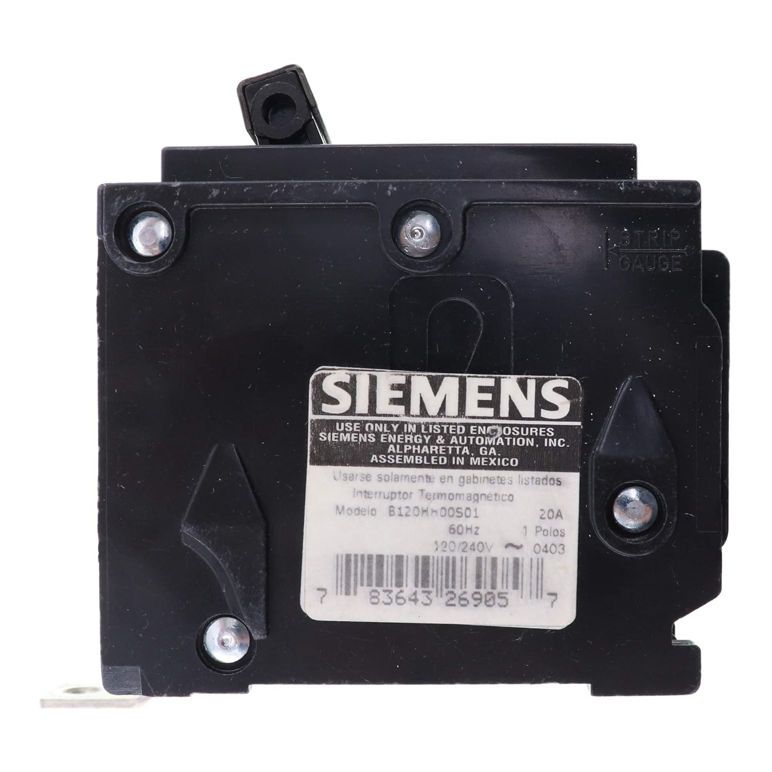 Siemens B120HH00S01 Shunted Circuit Breaker, HBL, 1Pole, 20A, 65kA