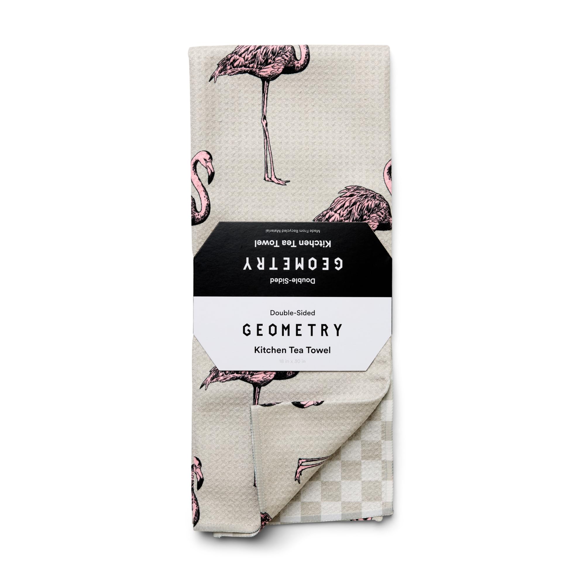 GEOMETRY Tea Towels – Spring & Summer Collection – Quick-Dry, Ultra-Absorbent, Reusable Microfiber Kitchen Towels for Drying & Cleaning - Flamingo Dance - 1 Pack Flamingo Dance 18" x 30" (1 Pack)